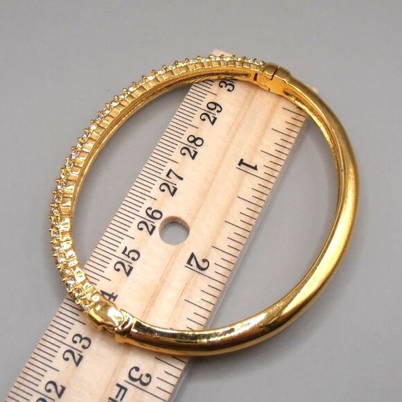 Lot of 3 Nolan Miller Swarovski Crystal Hinged Bangles Silver, Gold, Rose Gold - Picture 5 of 5